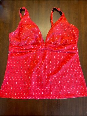 NWOT Liz Claiborne Red Anchor Print Tankini Top